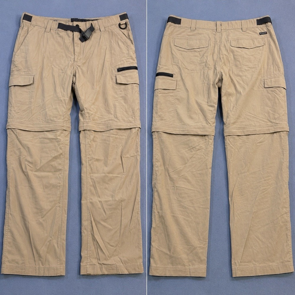 BC Clothing Cargo Pants XXL -30 KHAK Convertible Gray Belted Outdoor Hiking ~NWT